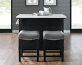 Aspen 3 Piece Kitchen Island Set Black Black Marble