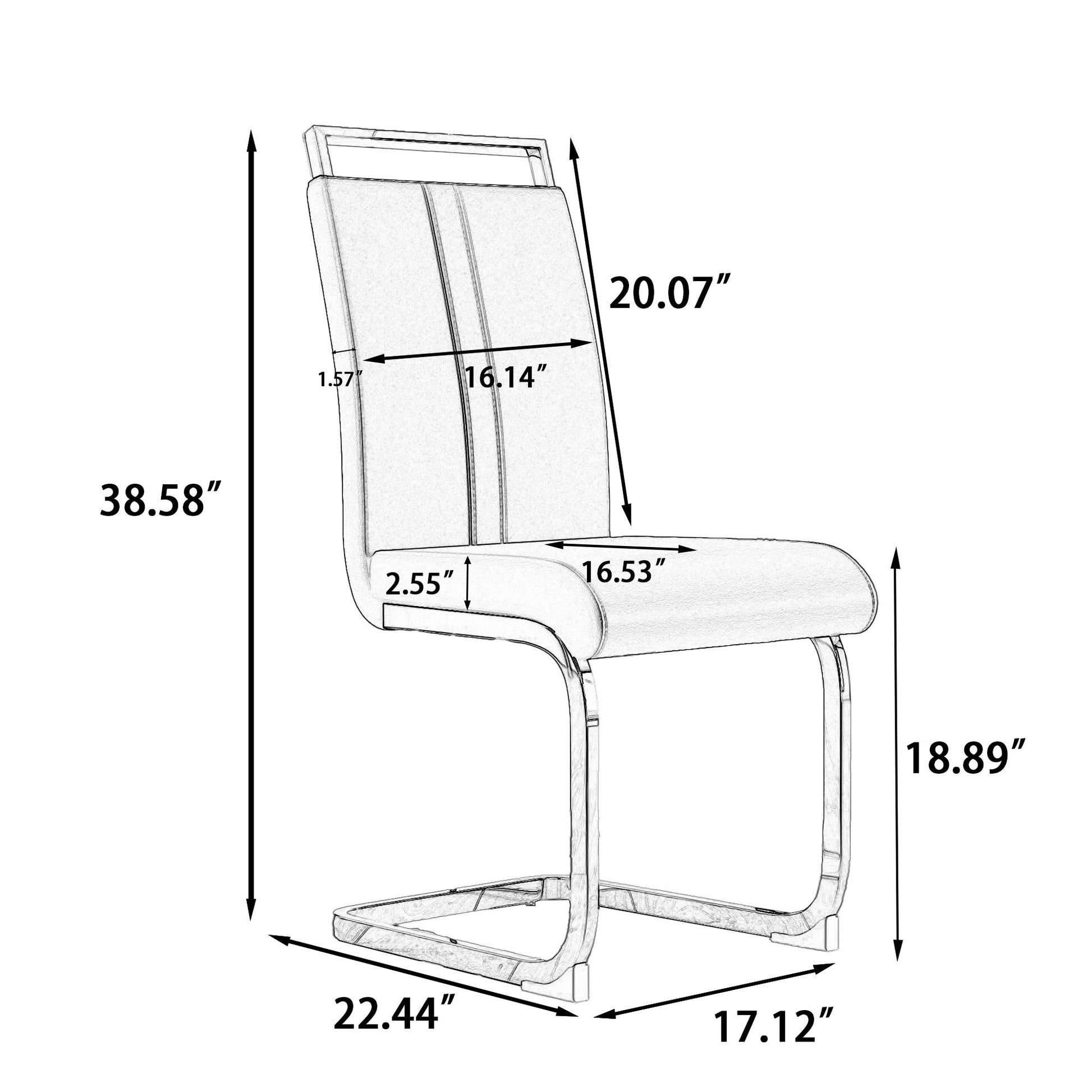 Modern Dining Chairs,Pu Faux Leather High Back Upholstered Side Chair With C Shaped Tube. Black Metal Legs For Dining Room Kitchen Vanity Patio Club Guest Office Chair Set Of 4 White Pu White Foam Pu