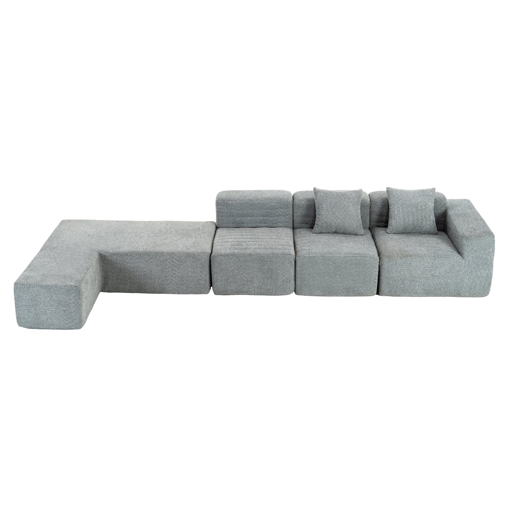 116.5" Sectional Sofa Full Compressed Sofa Couch Free Combined Sofa For Living Room, Grey Grey Foam Polyester 4 Seat