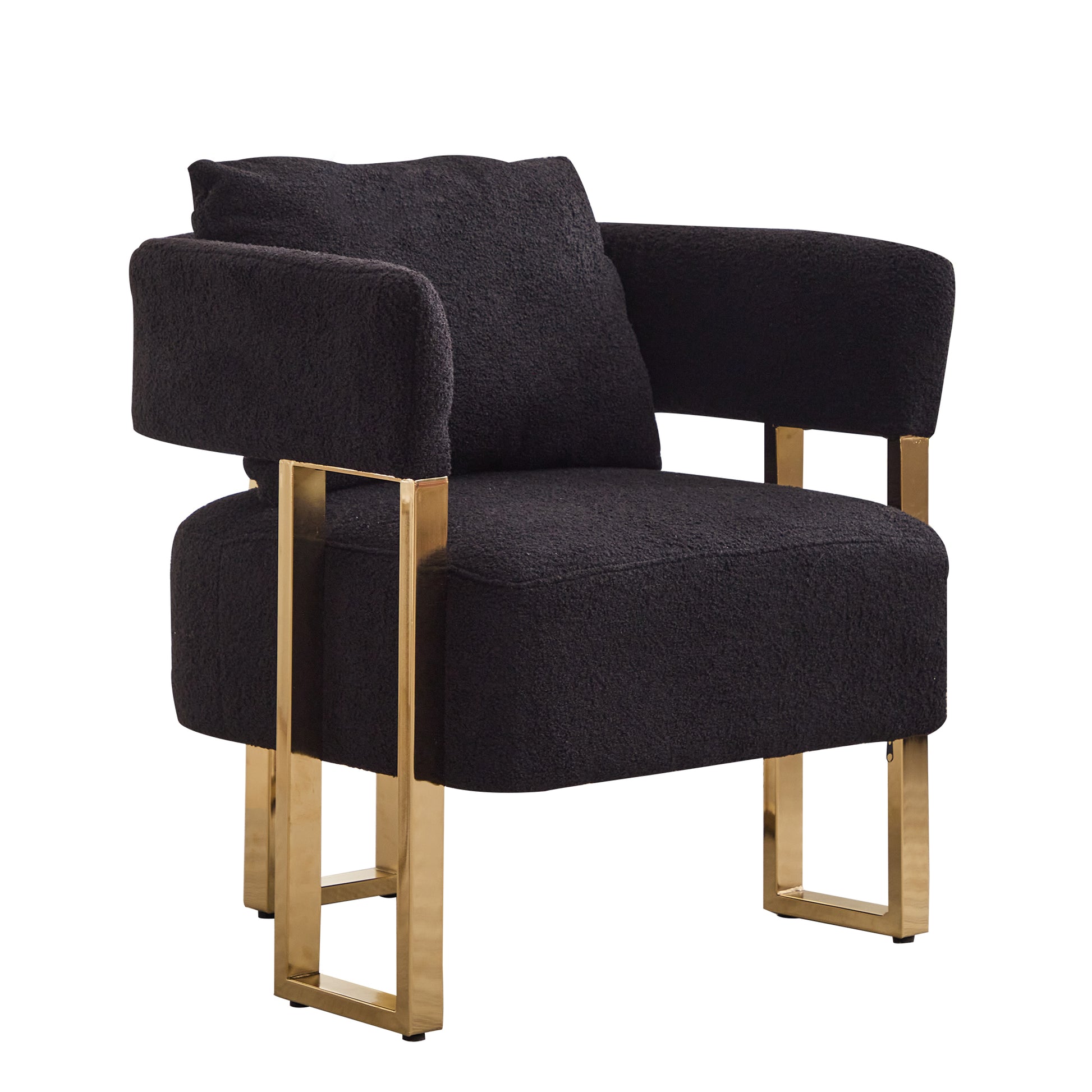 Ts Teddy Velvet Upholstered Metal Foot Sofa Black Gold Teddy 1 Seat