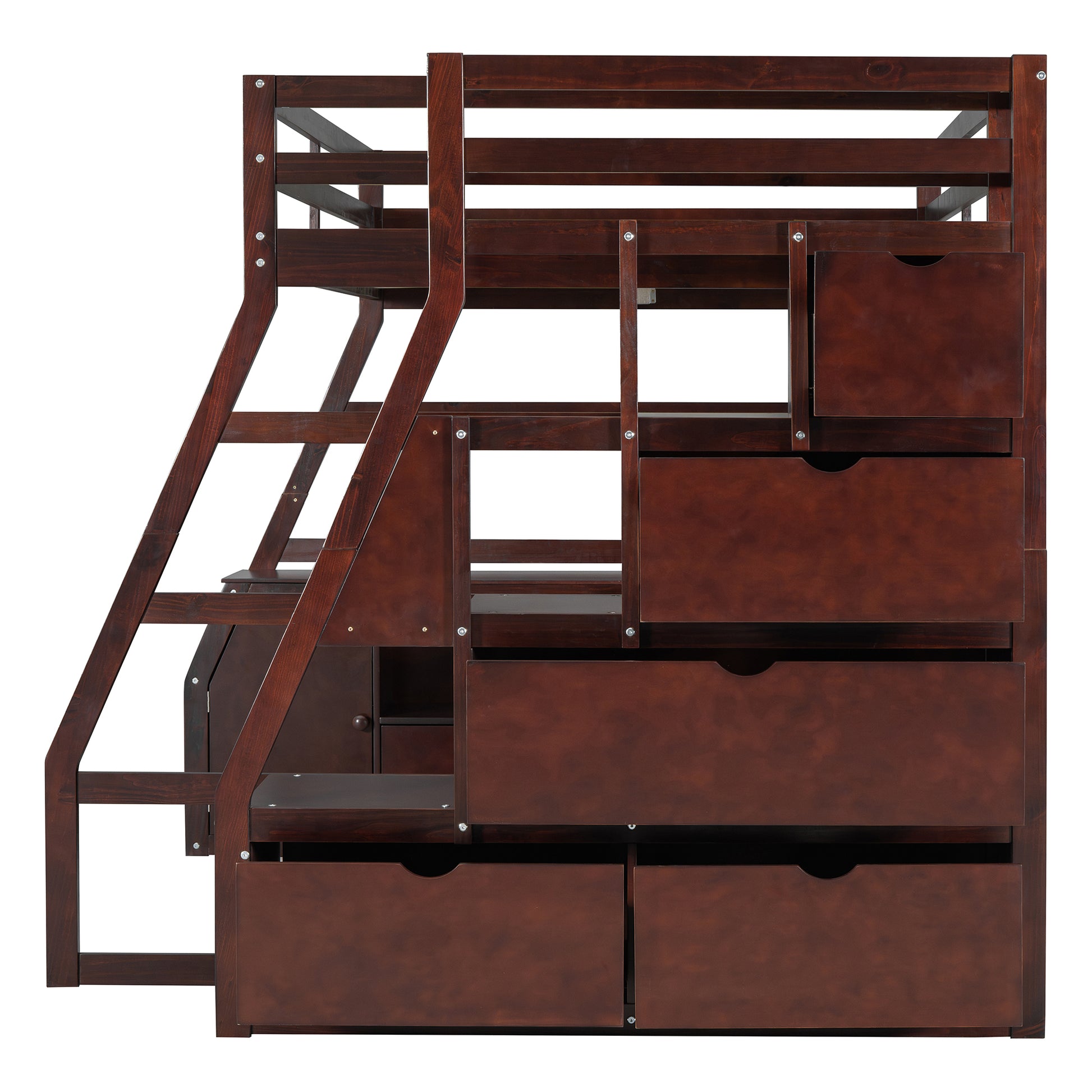 Full Size Loft Bed With 7 Drawers 2 Shelves And Desk Espresso Full Espresso Plywood