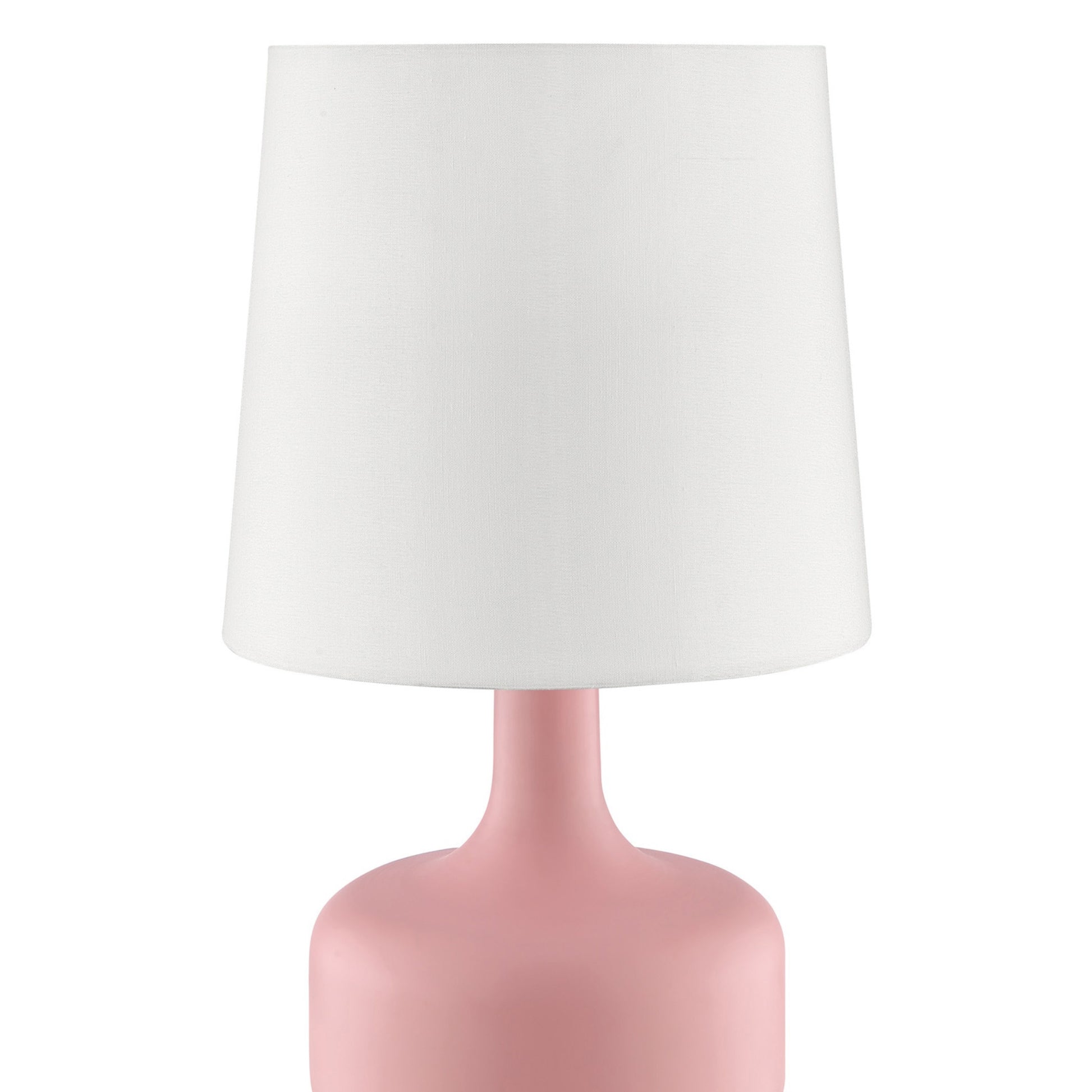 17.25" Tall "Cheru" Modern Mid Century Touch On Table Lamp, Powder Pink Pink Metal