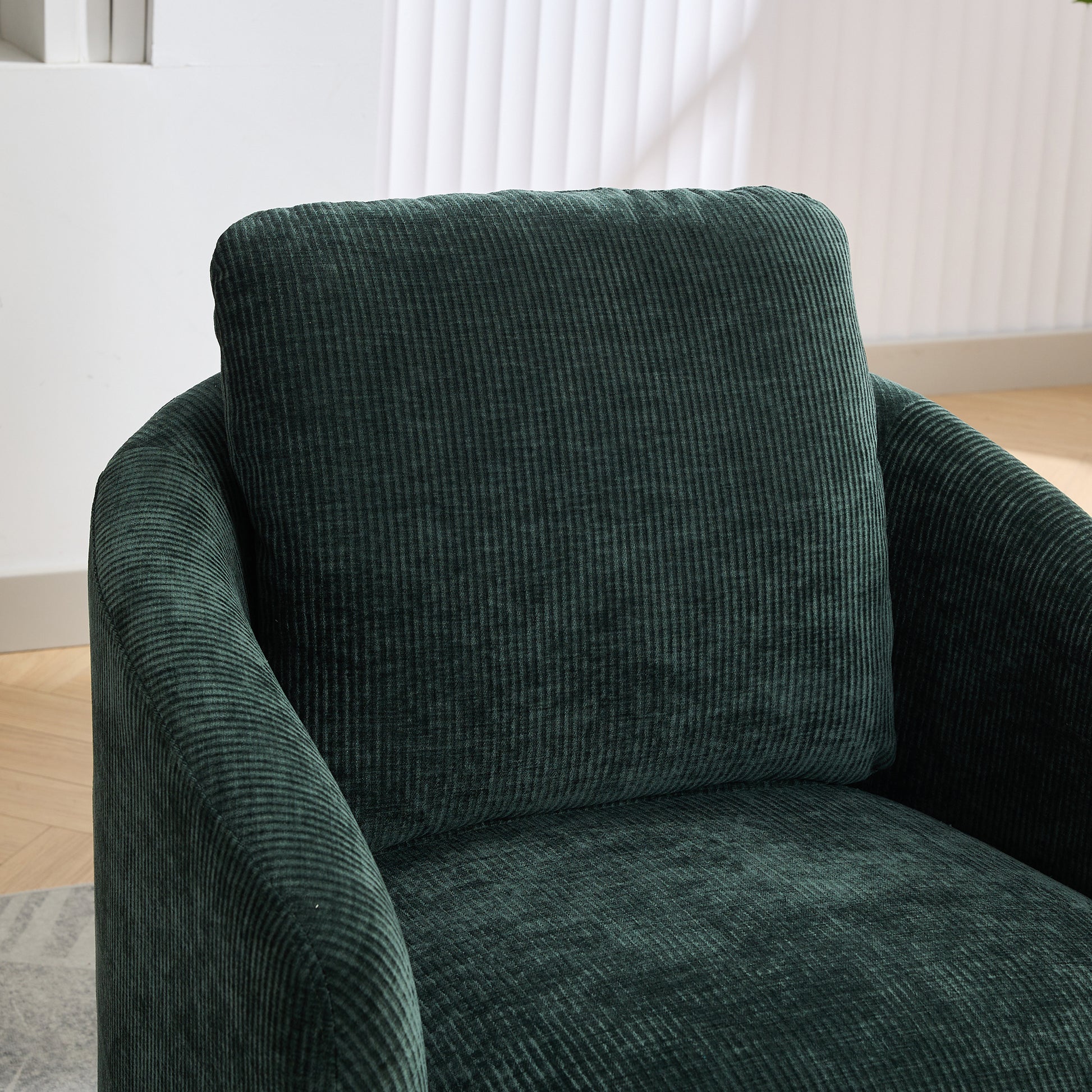 30.3"W Swivel Accent Barrel Chair And Comfy Round Accent Single Sofa Chair, 360 Degree Club Chair, Lounge Armchair For Living Room Bedroom Nursery.Green Green Chenille