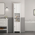 Bathroom Floor Storage Cabinet With 2 Doors Living Room Wooden Cabinet With 6 Shelves 15.75 X 11.81 X 66.93 Inch White Mdf