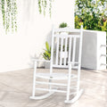 Outsunny Traditional Wooden High Back Rocking Chair For Porch, Indoor Outdoor, White White Wood