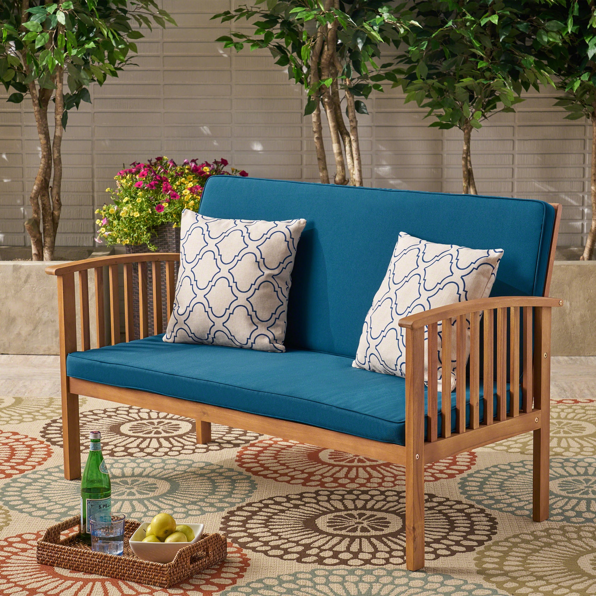 Casa Acaciaseat Brown Teal Wood Waterproof Fabric