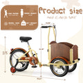 Foldable Tricycle For Kids Ages 6 12,Mini Cargo Bike,Pet Bike,Reverse Tricycle,Outdoor Parent Child Bike For Travel,With Cargo Basket And Training Wheels. Beige Steel