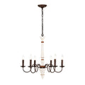 Retro White And Rust Color Chandelier With Light Fixture 6 Light E12 No Include Bulb Pendant Light Fixtures For Dining Room, Lobby, Kitchen, Bedroom, Living Room, Conference Room, Home Office Retro