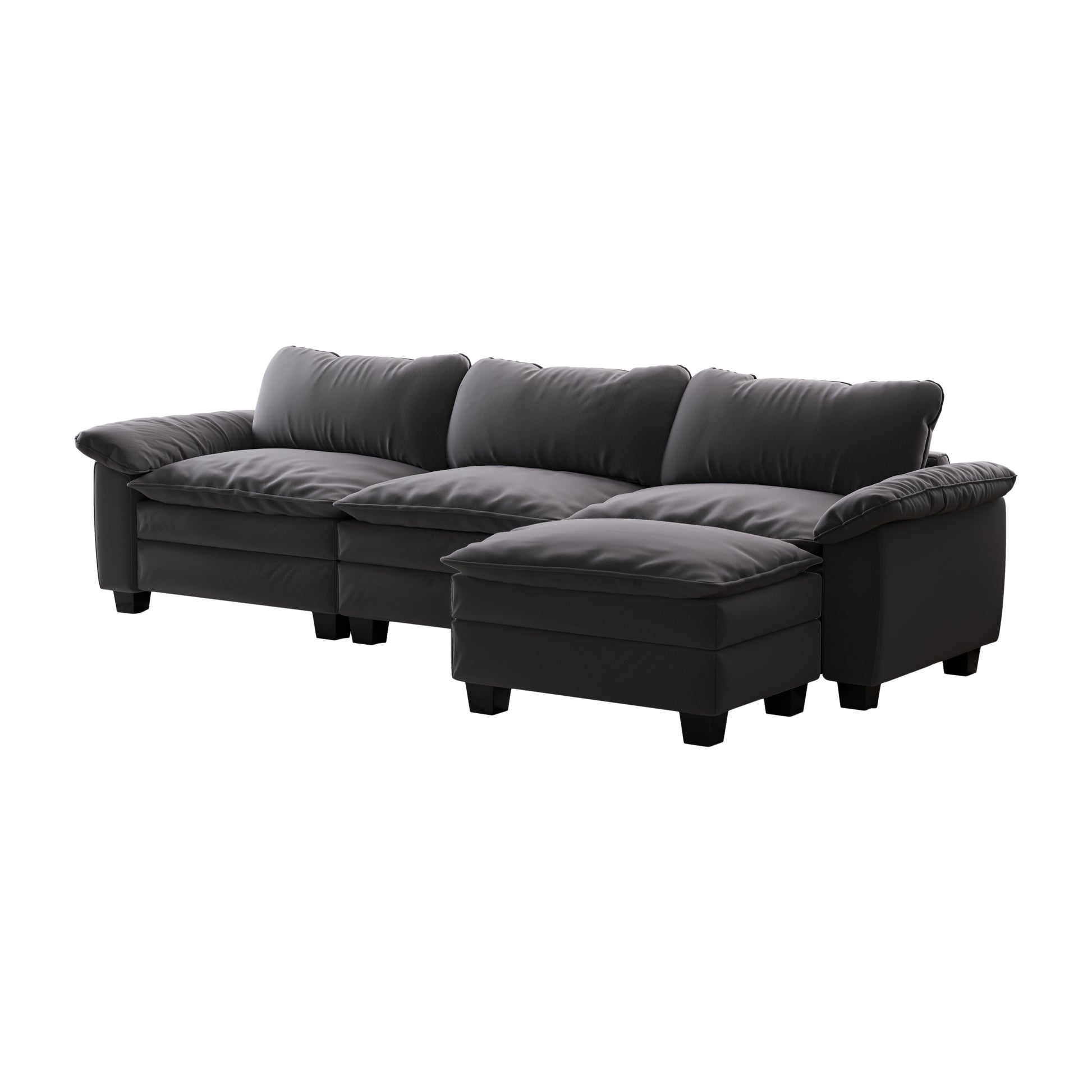 Living Room Furniture Luxury Sectional Sofa Couch With Ottoman Soft Velvet Upholstered Sofa Grey Grey Foam Velvet 3 Seat