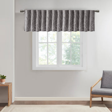 Faux Silk Embroidered Window Valance Grey 50X18" Grey Polyester