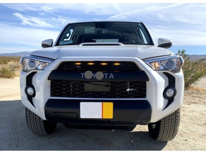 Grille For 5Th Gen 2020 2021 2022 2023 Toyota 4Runner Trd Pro Grill With Raptor Lights And Letter Black Abs Abs