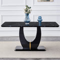 Modern Simple And Luxurious Black Imitation Marble Grain Mdf Dining Table,Rectangular Office Table.Computer Table.Game Desk .Dining Table.For Dining Room, Living Room, Kitchen .63''*37''*30'' F 1280