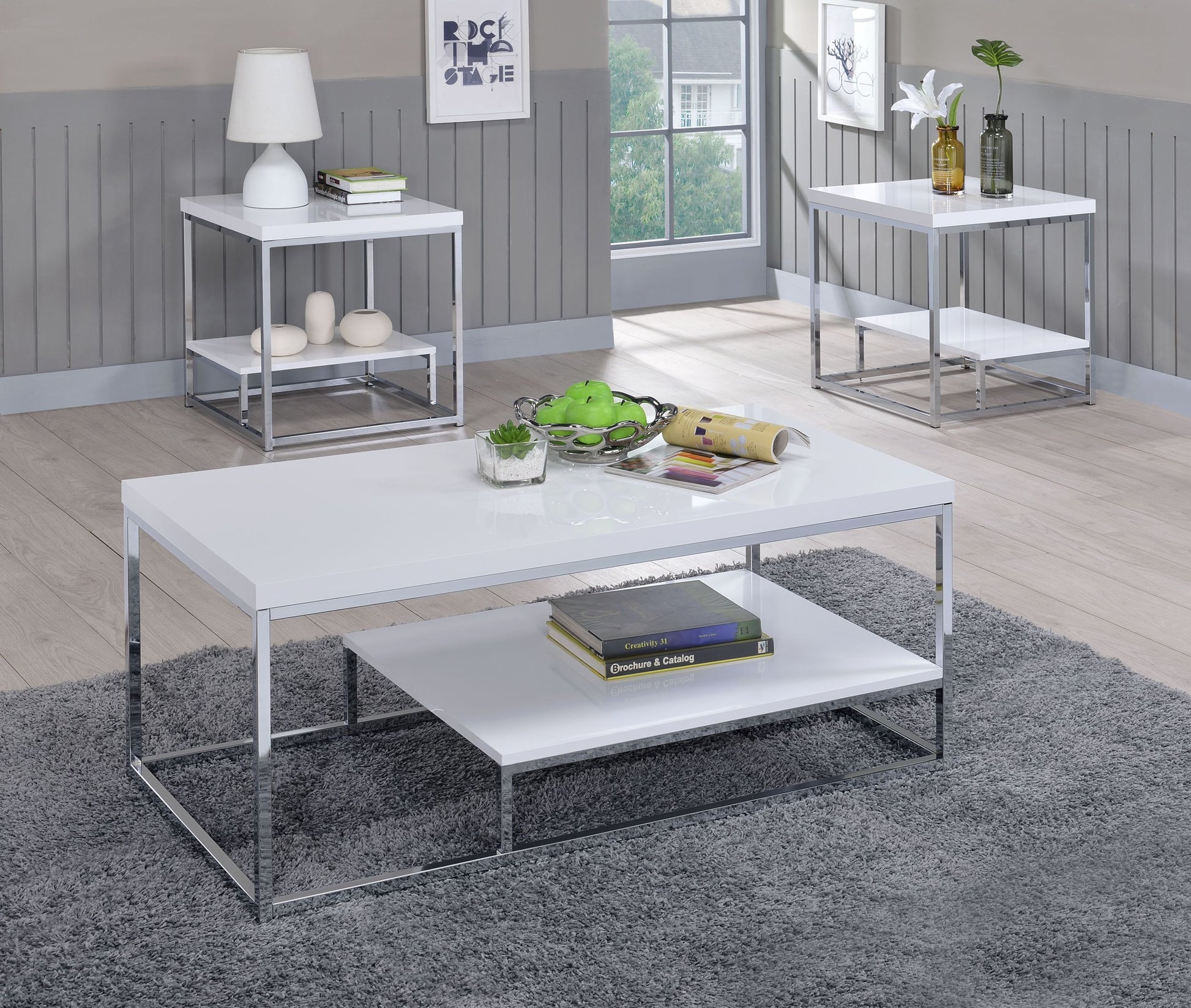 Lucia End Table White White Iron