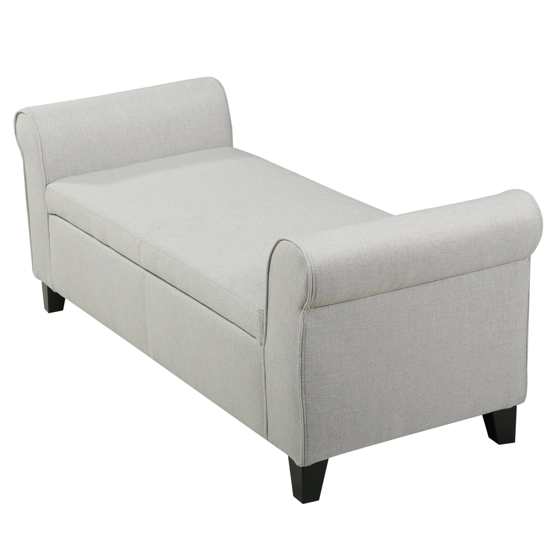 Hayes Armed Storage Bench Light Grey Fabric