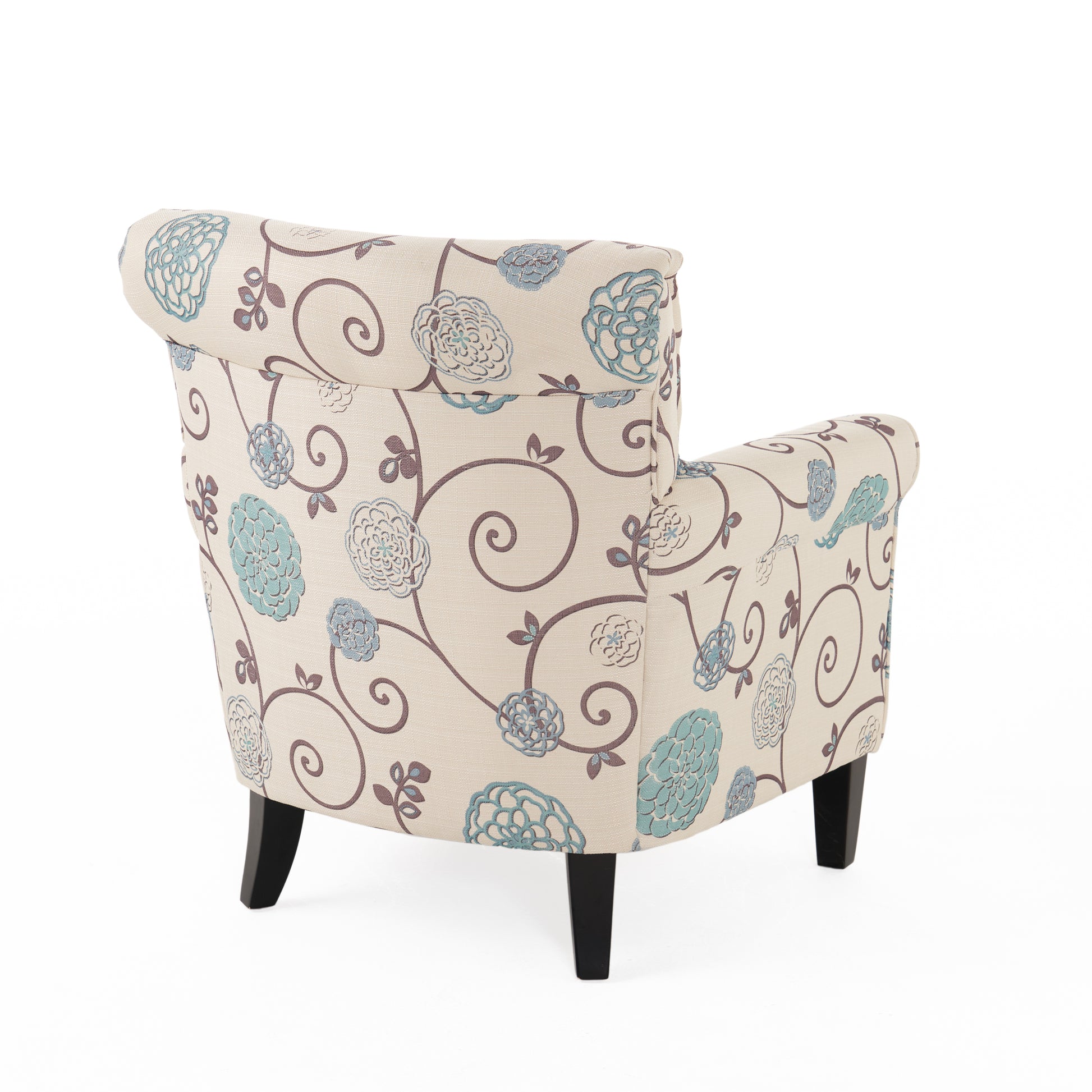 Jasmine Club Chair White Blue Fabric