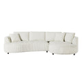 122.04 Inch Corduroy Upholstered Sectional Sofa With Right Facing Chaise For Living Room Office Corner White Corduroy Modern Sofa White Corduroy 3 Seat