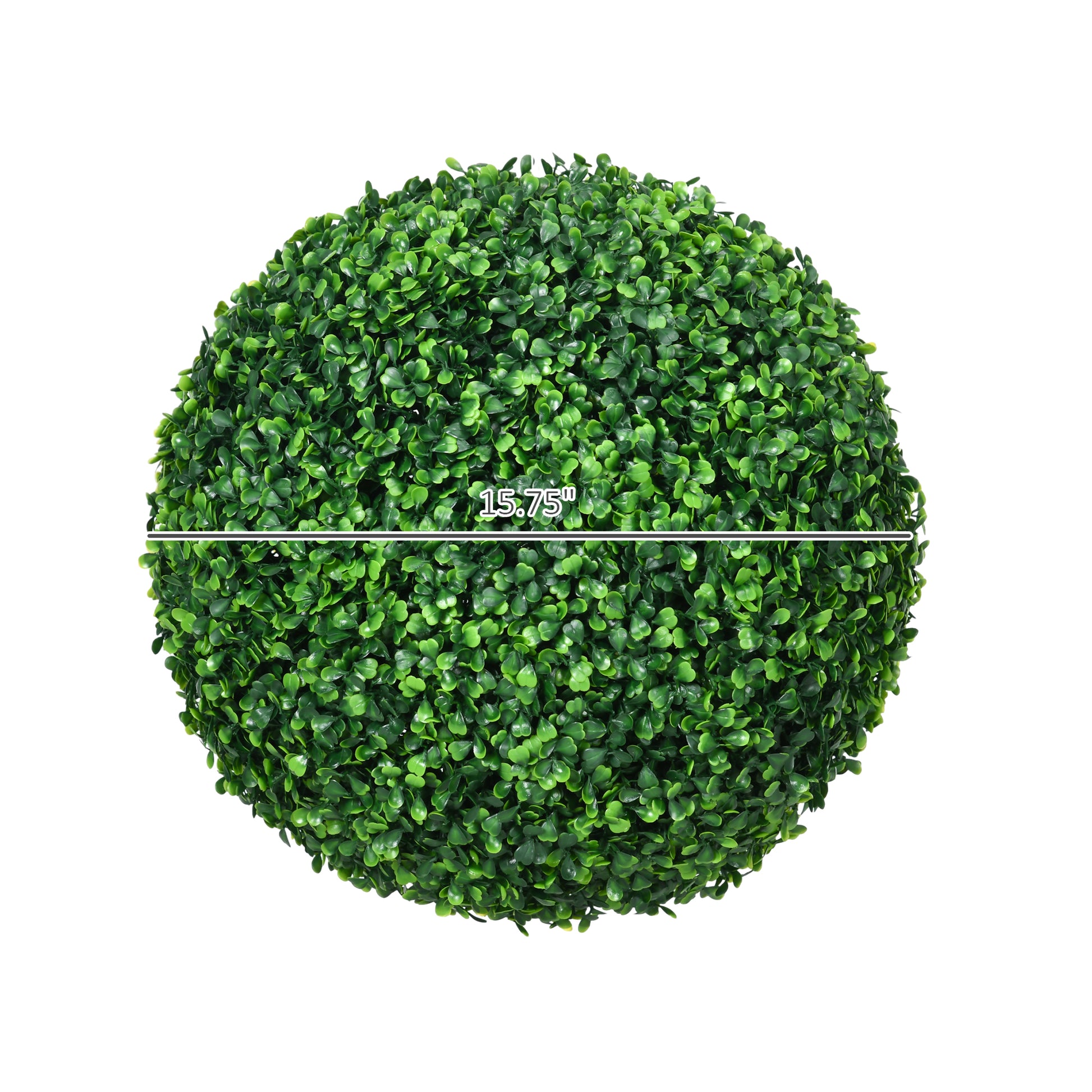 Homcom Set Of 2 15.75 Inch Artificial Ball Boxwood Topiary Trees Balls, Indoor Outdoor Fake Plants For Home, Office & Living Room Decor Green Plastic