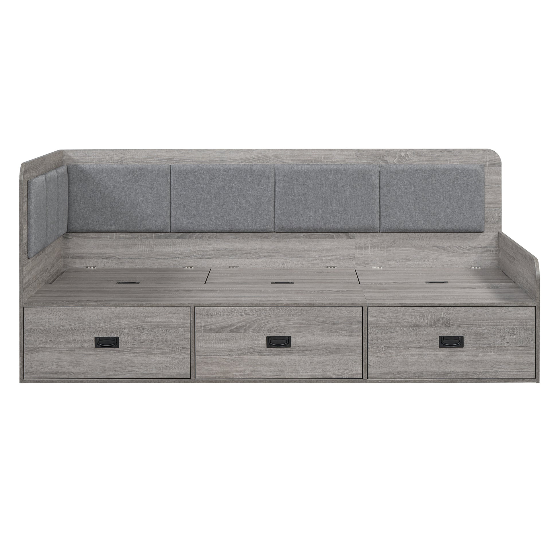 Twin Size Daybed With Three Drawers And Three Storage Compartments, Gray Twin Gray Mdf