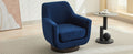 U Shaped Fully Assembled Swivel Chair Velvet Accent Chair Armchair Round Barrel Chair For Living Room Bedroom, Navy Blue Navy Blue Velvet