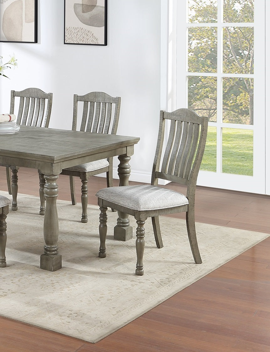 Dining Table 6X Side Chairs 7Pcs Dining Set Light Grey Finish Dining Room Furniture Plush Upholstered Fabric Seat Contemporary Style Wood Light Grey Seats 6 Wood Dining Room Contemporary,Modern,Transitional Rubberwood Rectangular 4 Leg Rectangular Dining