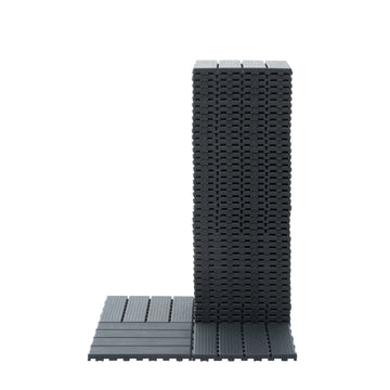Plastic Interlocking Deck Tiles,44 Pack Patio Deck Tiles,12"X12" Square Waterproof Outdoor All Weather Use, Outdoor And Indoor Patio Decking Tiles For Poolside Balcony Backyard, Dark Grey Grey