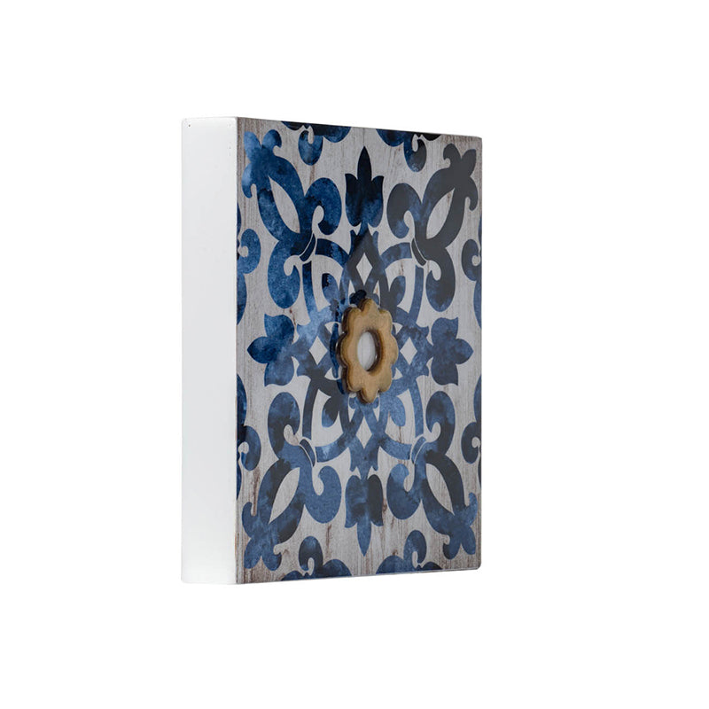 S 4 Abstract Blue, White, And Gold Wall Decor Accents, 9.5X9.5" White Blue Wood