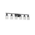 6 Lights Farmhouse Vanity Lights Fixture Rustic Bathroom Light Fixture Bathroom Sconce Without Bulbs Black Glass,Iron