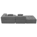 105.5'' L Shaped Modular Sectional Sofa,Minimalist Corduroy Floor Couch Set,Convertible Foam Filled Cloud Couch For Living Room,3 Pc Free Combination,No Assembly Required,3 Colors Gray Corduroy 4 Seat