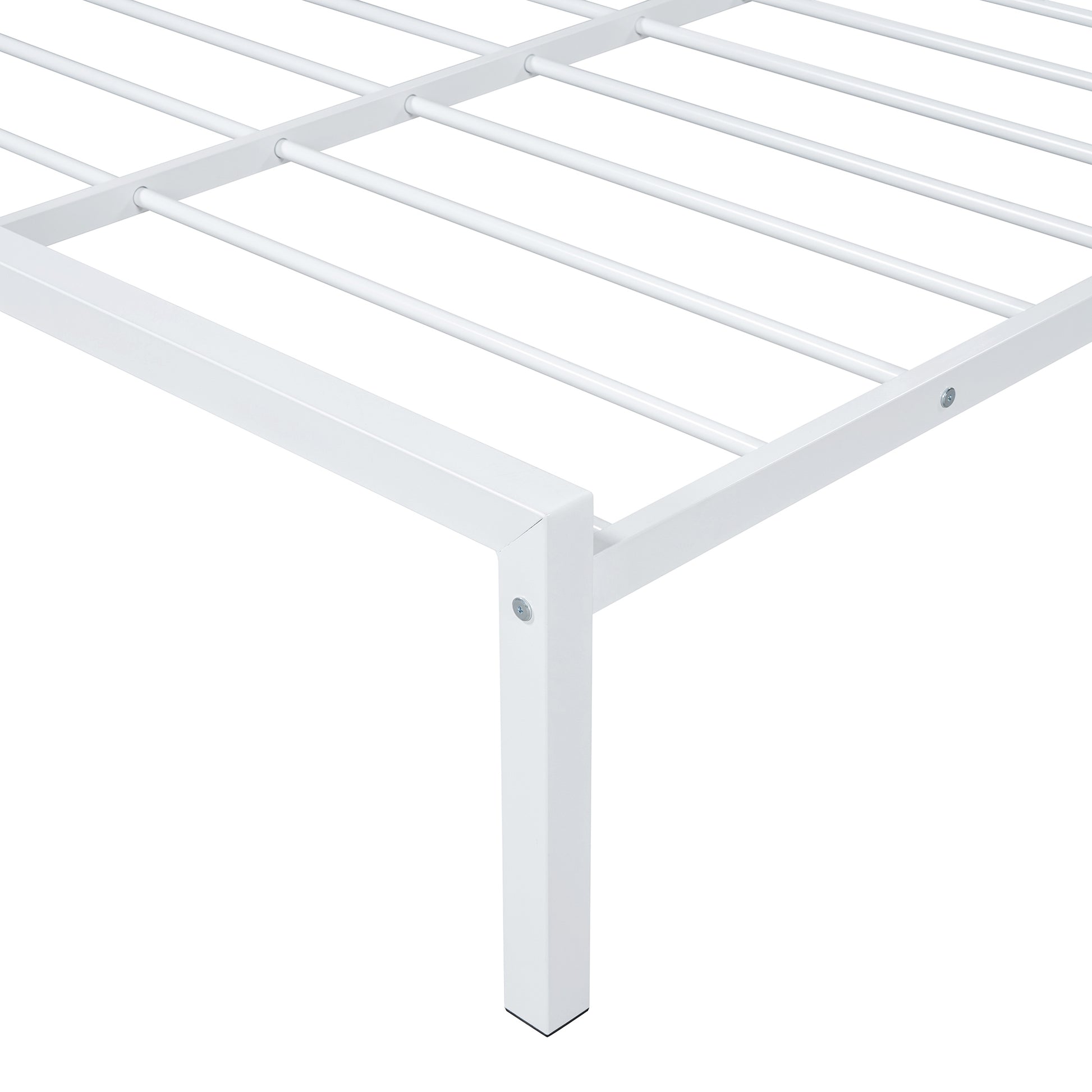 Twin Size Metal Platform Bed With Two Drawers,House Shaped Headboard Design, White Twin White Metal