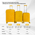 Hard Shell Luggage, 3 Piece Set, With Tsa Lock, 20 Inches 24 Inches 28 Inches Antique Yellow Polypropylene