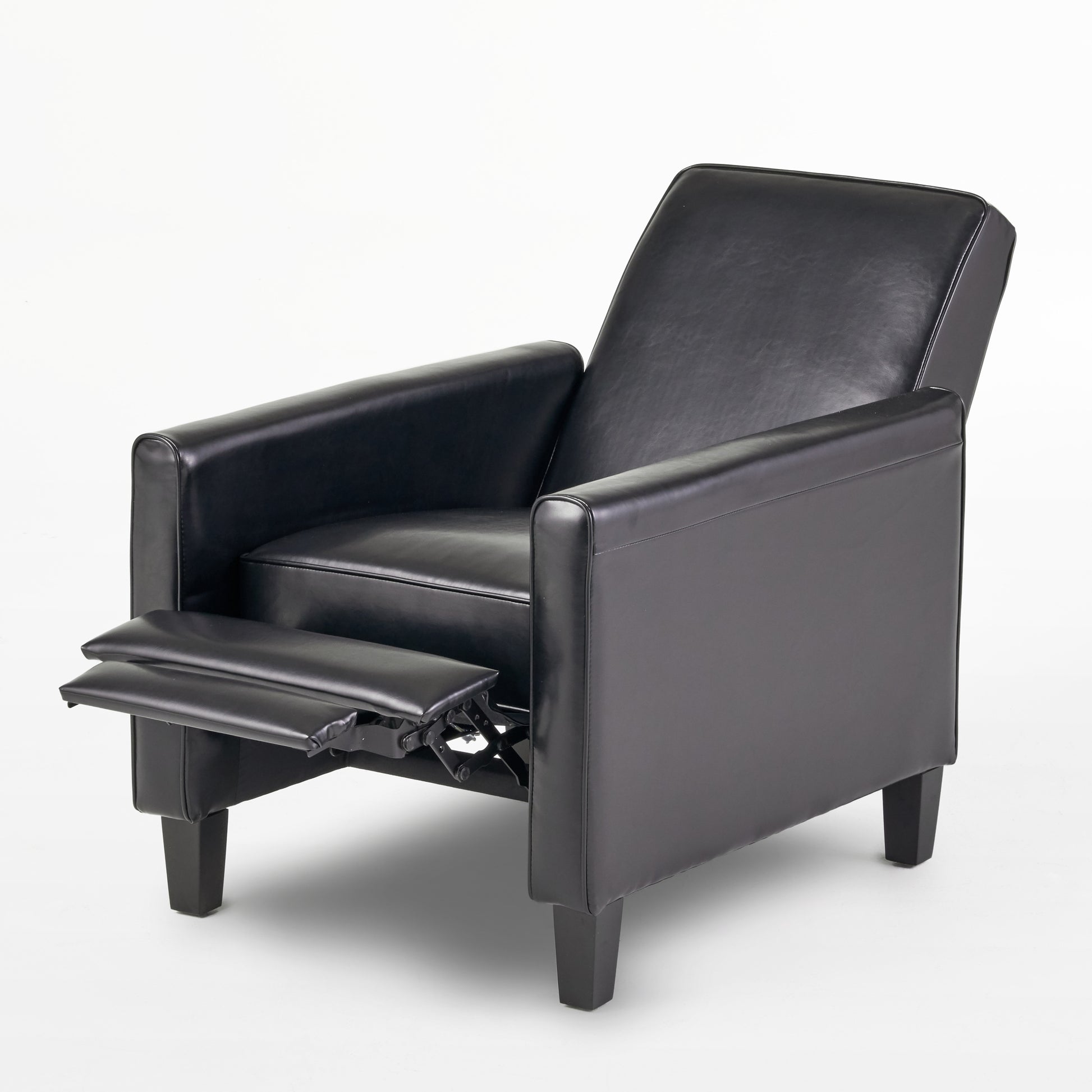 Black Fax Leather Push Back Chair For Elegant Home D Cor Black Pu Leather