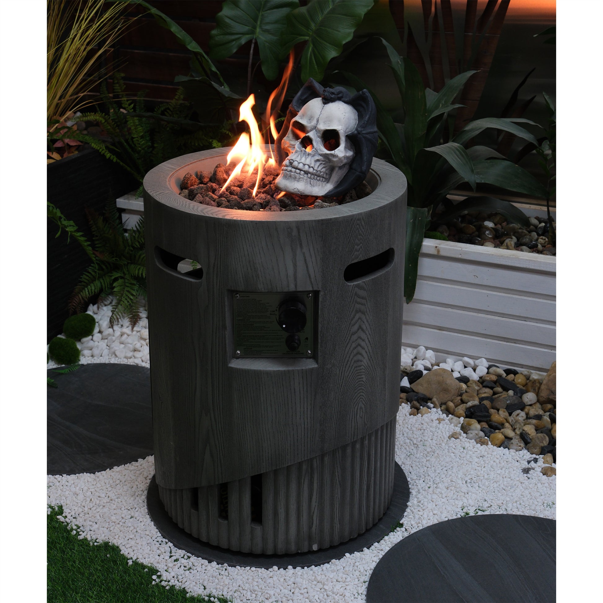 32000 Btu, Csa Certification Diameter 20 Inch Round Outdoor Gas Fire Pit,Contain 2.5Kg Lava Stone And Rainproof Cover,Magnesium Oxide Cultured Stone Surface Finished, More Suitable For Outdoor