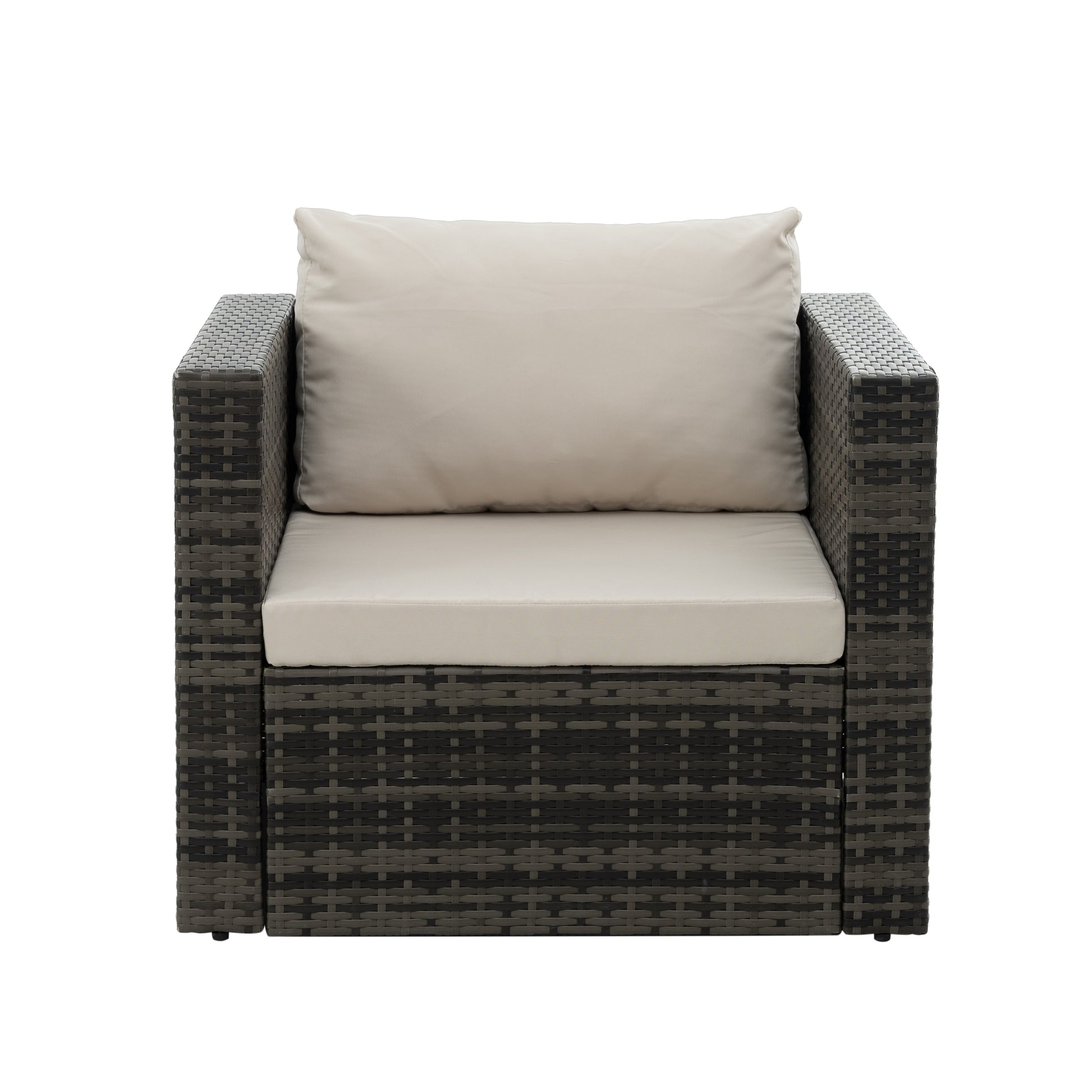 Patio Furniture, Outdoor Furniture, Seasonal Pe Wicker Furniture, 6 Set Wicker Furniture With Tempered Glass Coffee Table Dark Gray Seats 4 Pe Rattan Iron Waterproof Fabric