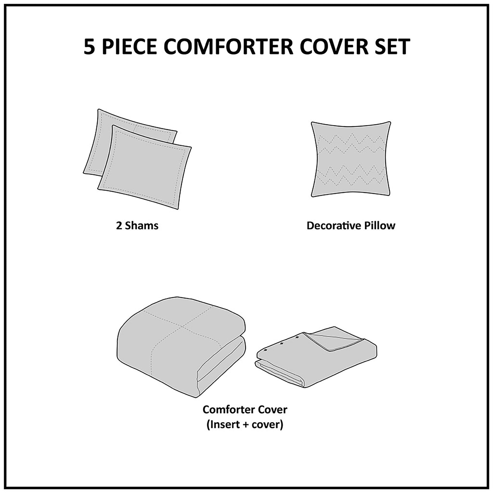 5 Piece Organic Cotton Oversized Comforter Cover Set W Removable Insert Natural King Cal King Natural Cotton