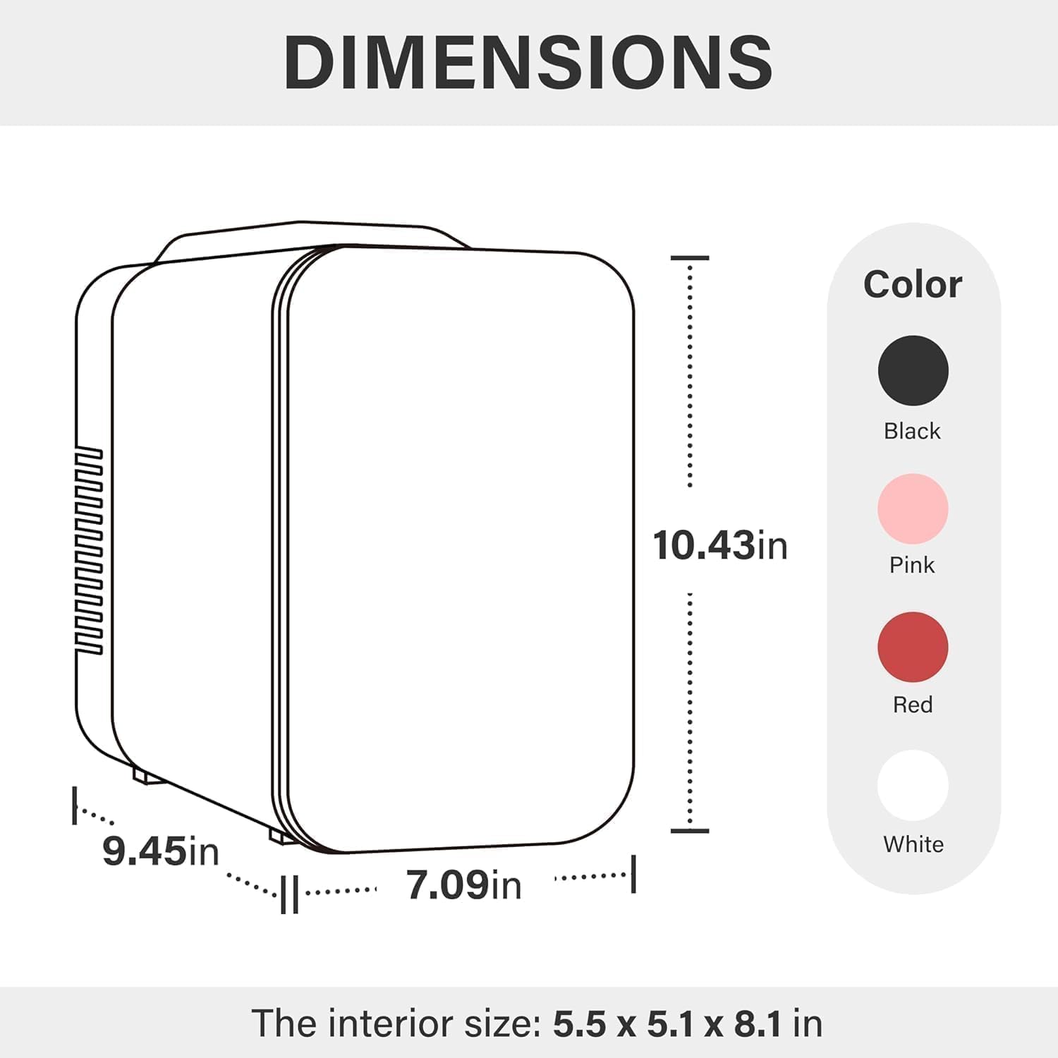 4L 6 Can Mini, Portable Cooler & Warmer Freon Free Small Refrigerator, Compact Fridge For Skincare, Beverage, Food, Cosmetics, Black Black Plastic
