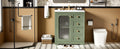 30 Inch Bathroom Vanity With A Soft Close Glass Door, Adjustable Shelves, And Three Drawers Green Bathroom Solid Wood Mdf Glass