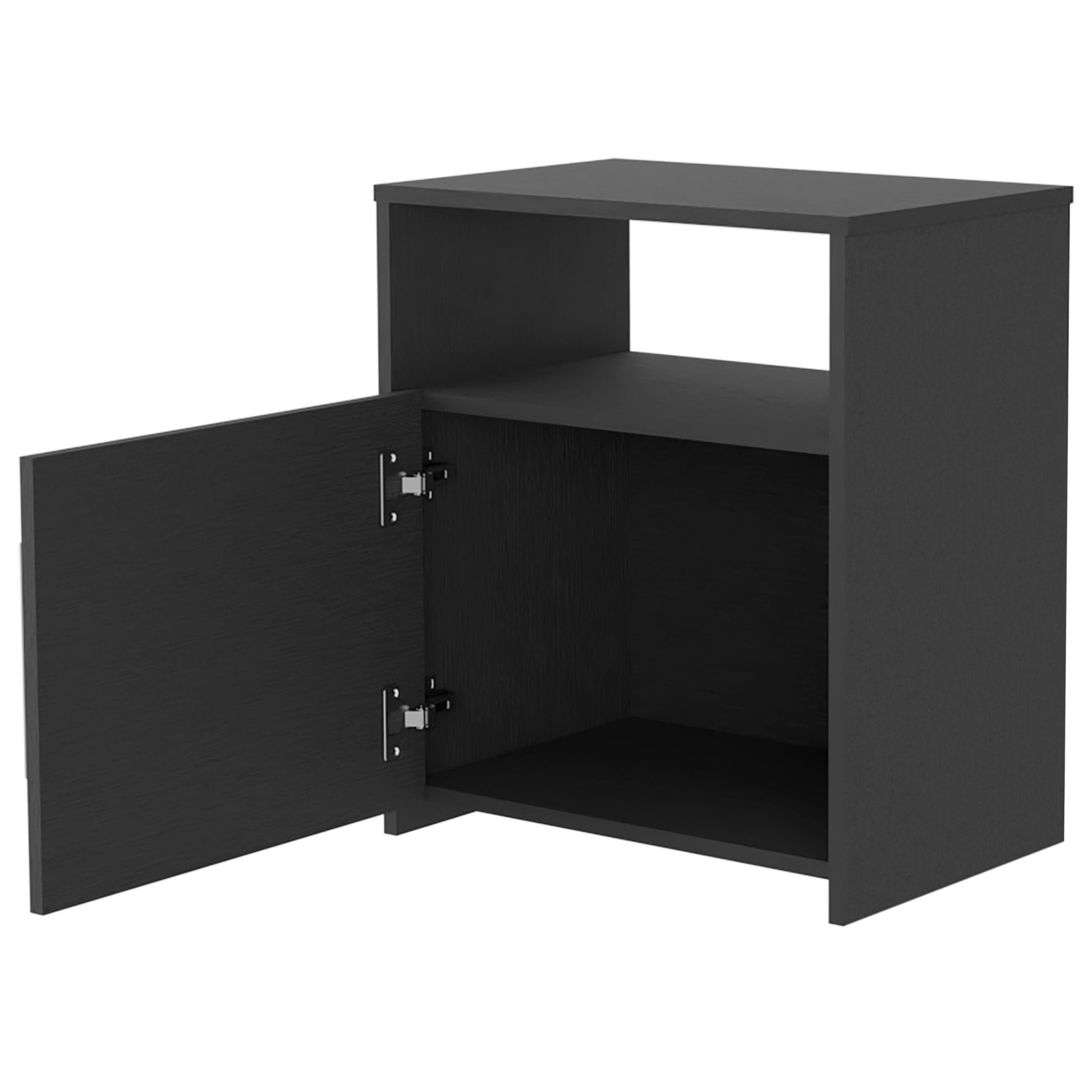 Bristol Nightstand, One Cabinet, Top Surface Black 1 Drawer Bedroom Contemporary Pine Storage Pine Melamine Engineered Wood