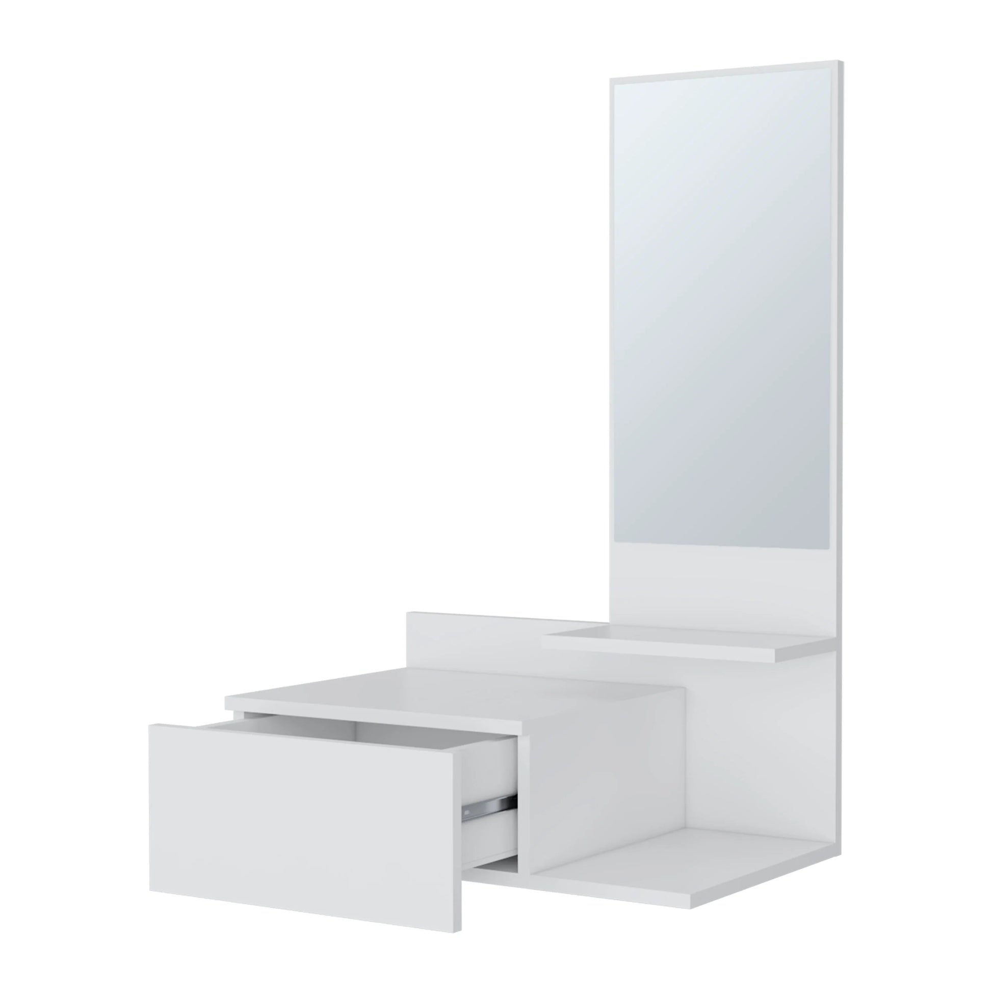 White Floating Vanity With Included Mirror White Modern Particle Board