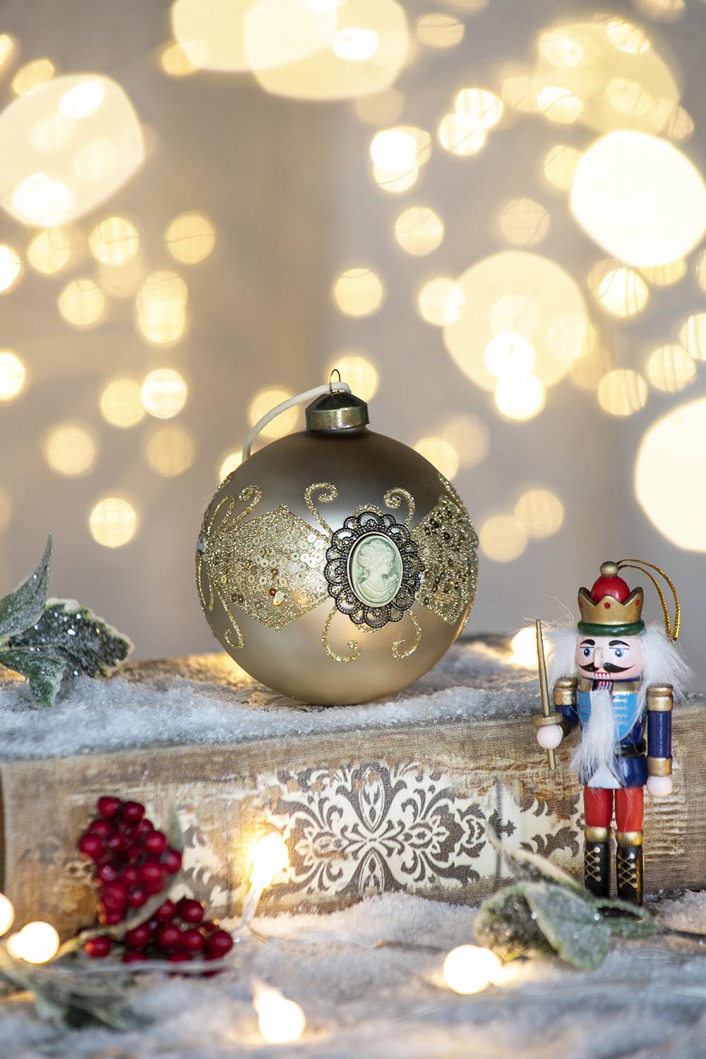 D3.9" Christmas Ball Ornaments, Glass Decorative Hanging Ball Christmas Tree Ornaments For Holiday Party Decorations, Set Of 6 Gold Glass