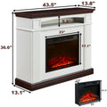 Electric Fireplace With Mantel Shelf, Freestanding Fireplace Heater With Led Flame, 23 Inch Fireplace Insert In Firebox For Bedroom And Living Room Cherry,White Primary Living Space Mdf