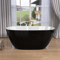 55 Inch Acrylic Freestanding Bathtub Modern Stand Alone Soaking Bathtub With Overflow And Pop Up Drain Gloss Black Black White Oval Bathroom Freestanding Tubs Polished Less Than 59 In Contemporary,Modern Soaking Center Fiberglass Acrylic