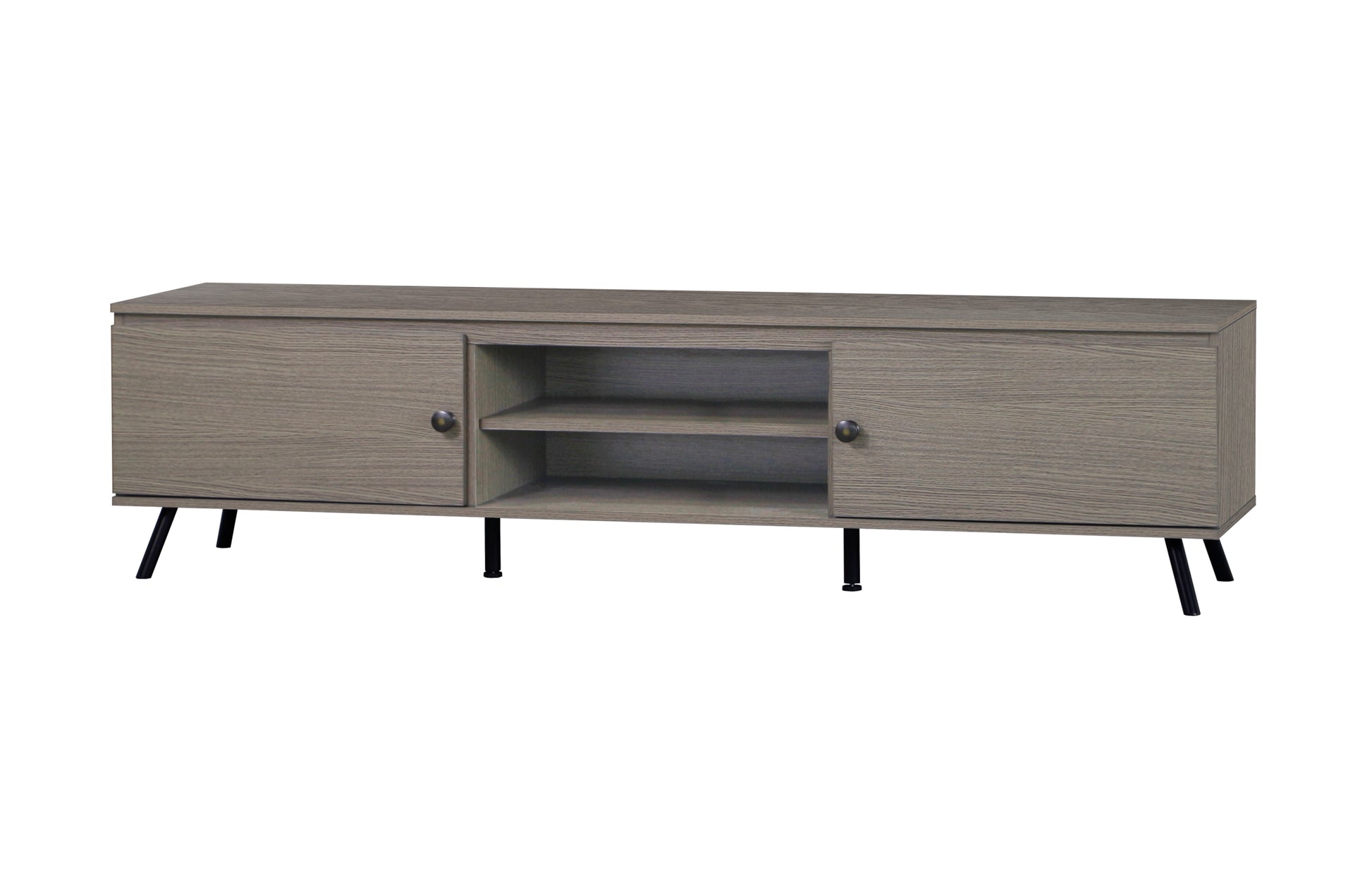 Tv Stand "Elegant Walnut Wood Grain Media Console And Tv Stand With Storage Versatile Modern Entertainment Center For Contemporary Living Room Supports Up To 75 Inch Tvs" Grey 70 79 Inches Solid Wood