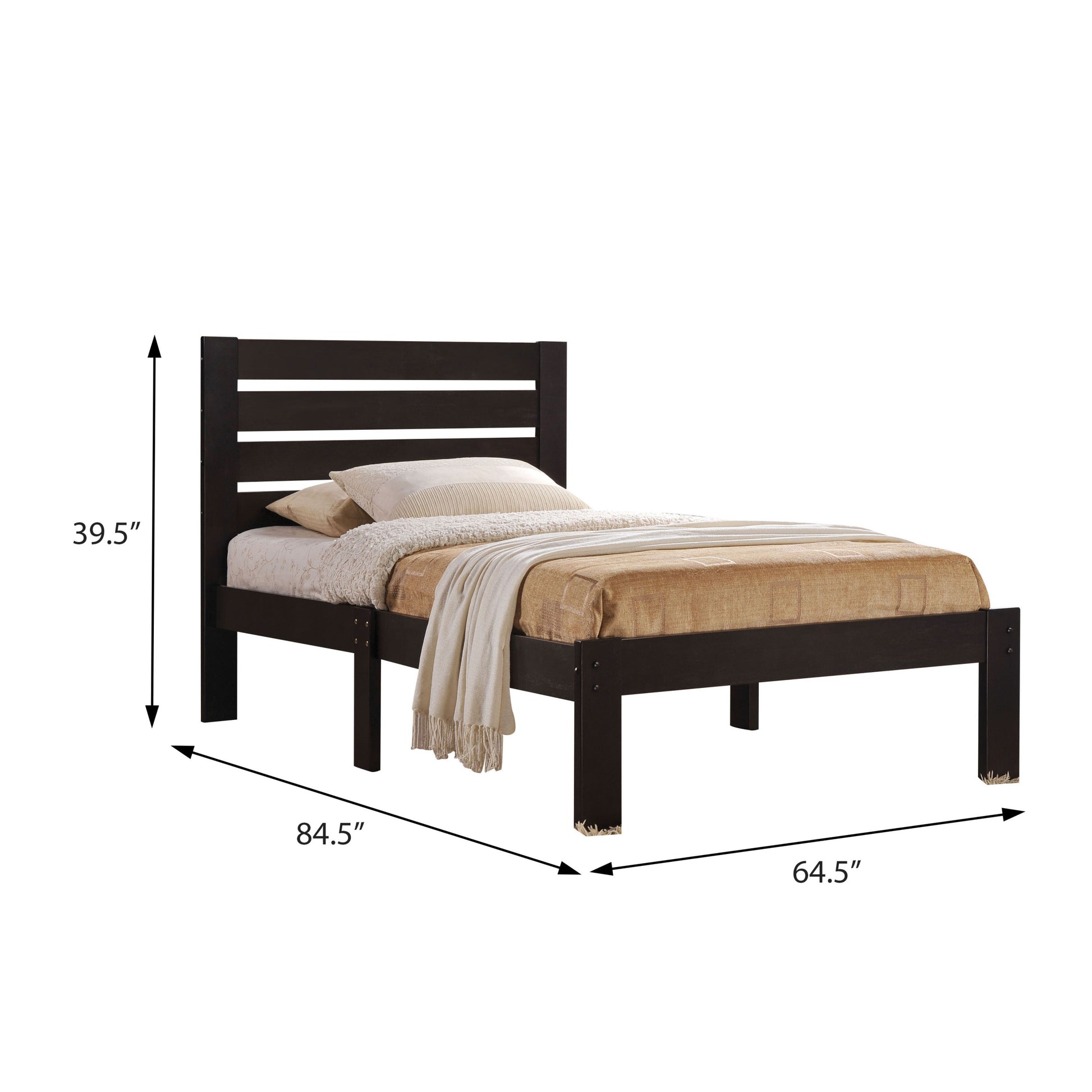 Espresso Platform Bed With Slat Headboard Queen Espresso Bedroom Wood