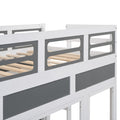 Twin Over Twin Bus Shaped Bunk Bed With Wheels And Storage, Gray White Box Spring Not Required Twin Grey White Wood Bedroom Solid Wood Mdf