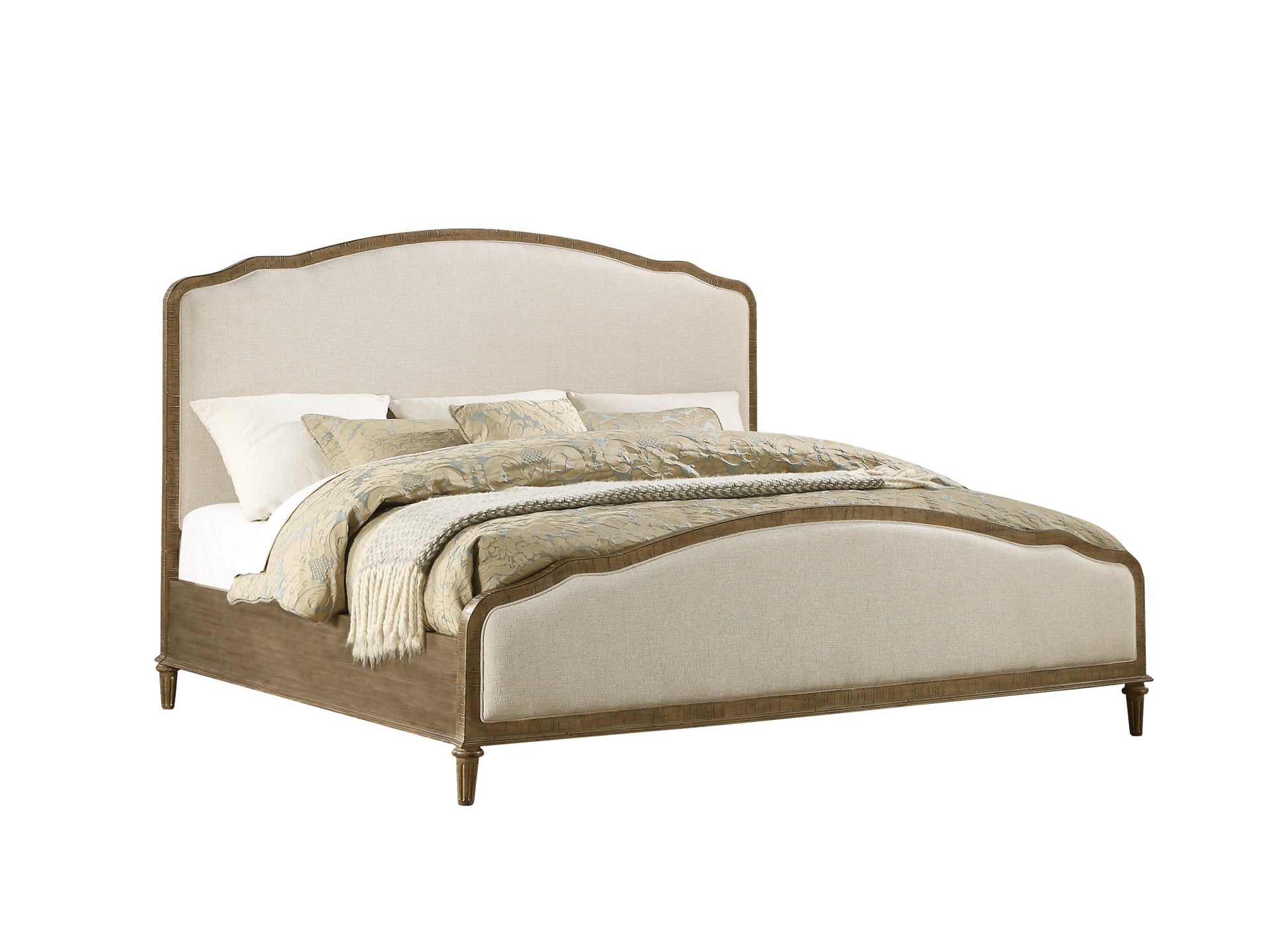 Ludin Brown Queen Upholstered Bed Queen Brown Foam Solid Wood