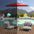 7.5Ft Patio Umbrella, Outdoor Table Umbrella With Push Button Tilt And Crank, Uv Protection Waterproof Market Sun Umbrella With 6 Sturdy Ribs For Garden, Deck, Backyard, Pool Brick Red Brick Red Round Uv Resistant Umbrellas Aluminium