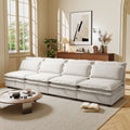 Double Layer Cushion Modular Sofa, Freely Combinable, 4 Seater With Storage Function, Includes 4 Soft Cushions, Perfect For Living Rooms, Offices, And Apartments Beige Polyester 4 Seat
