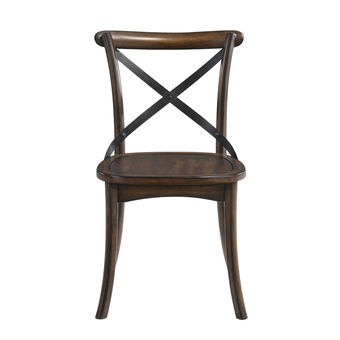 Dark Oak And Black Side Chair With X Shape Back Set Of 2 Rubberwood Solid Black Brown Dining Room Mid Century Modern Side Chair Rubberwood Cross Back Set Of 2 Wood Metal