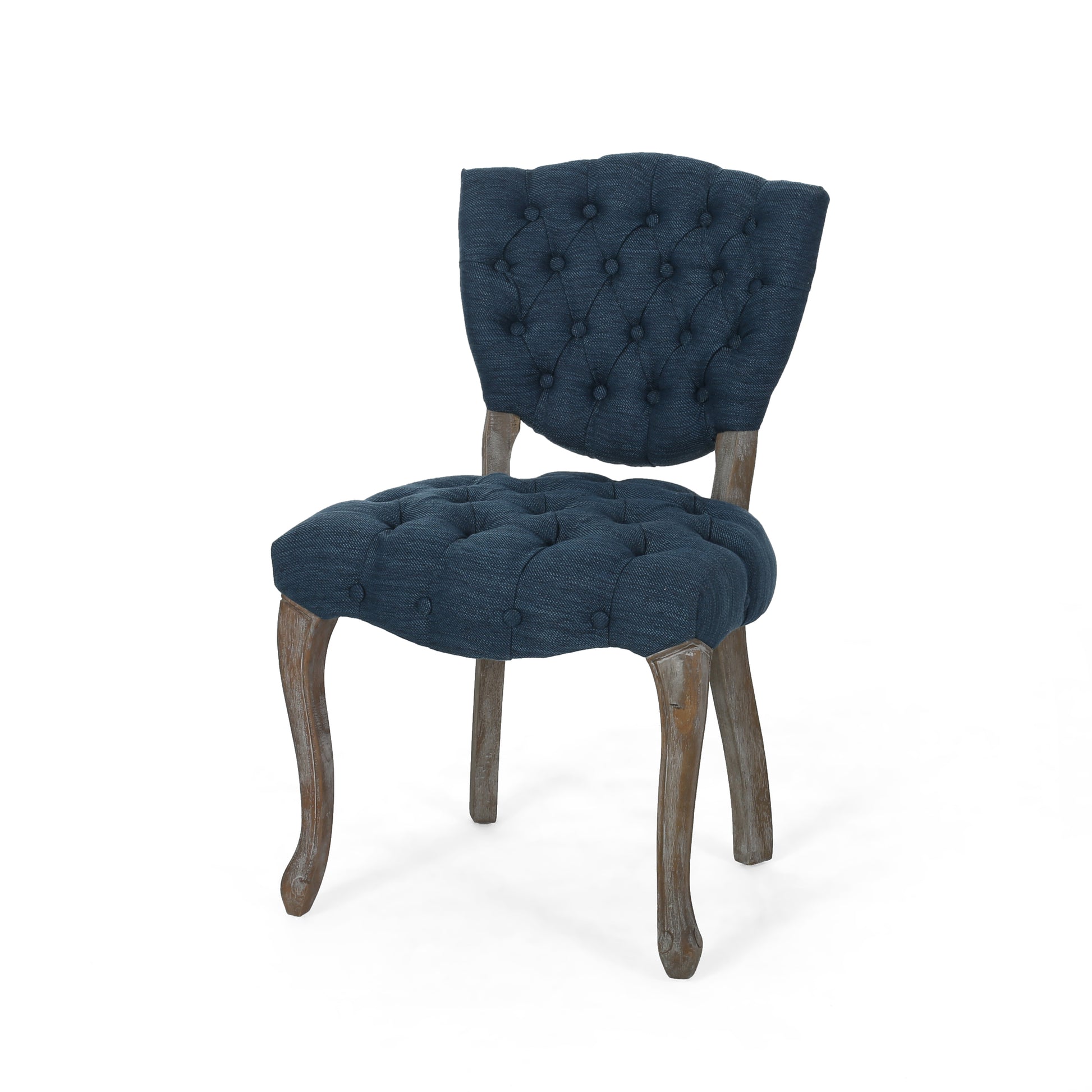 Kd Tufted Chair Wthr Set Of 2 Navy Blue Fabric