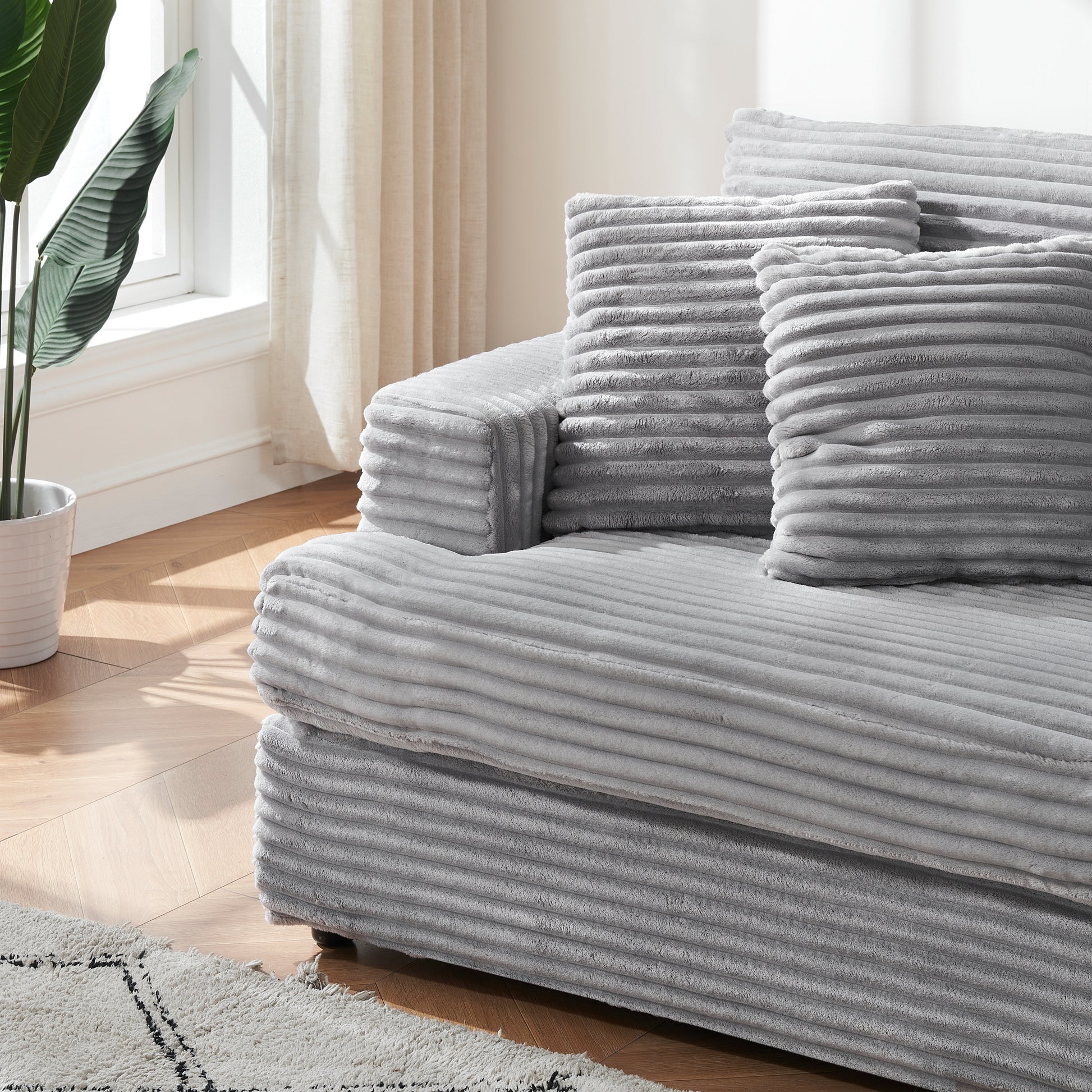 79.3Nch Corduroy Sofa With 4 Matching Toss Pillows Sleek Design Spacious And Comfortable 3 Seater Couch For Modern Living Room,Gray Gray Corduroy 3 Seat